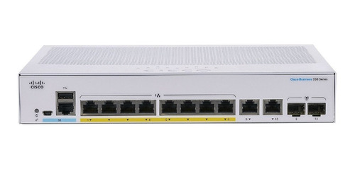Switch Cisco Cbs350-8p-e-2 8 Puertos Poe+ 2 Puertos Rj45/sfp