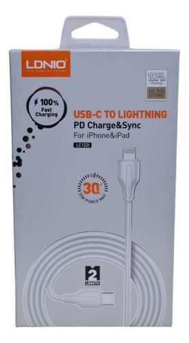 Cable Para iPhone iPad Lighting 2 Mts Carga Rápida Datos