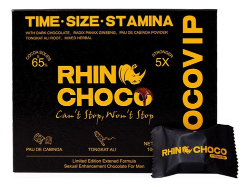 Rhinochoco Power Para Hombre 12 Chocolates De 10gr Honey
