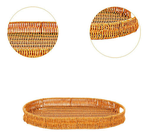 Cesta De Pan De Ratán De Imitación, Bandeja 40x29,5x4,5cm