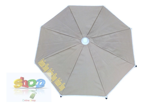 Imagen 5 de 10 de Parasol Lona Desfogue Beige 2.40mt Diam Varilla Fibra Vidri
