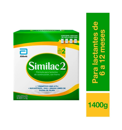 Imagen 2 de 3 de Leche de fórmula en polvo Abbott Similac 2 en caja de 1.4kg - 6 a 12 meses