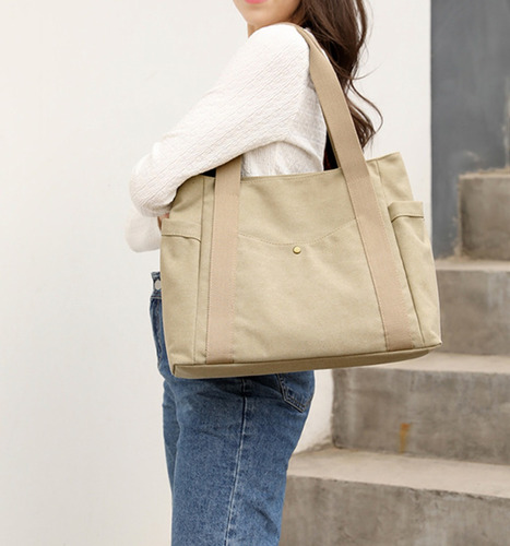 Bolsa Feminina De Ombro Em Lona De Algodão