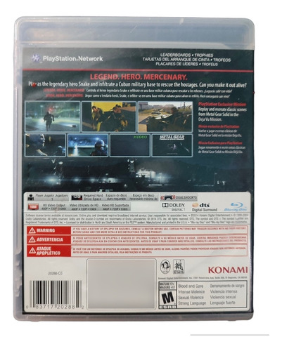 Metal Gear Solid V Ground Zeroes Playstation 3 Videojuego (Usado)