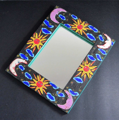 Antigo Espelho Com Moldura Madeira 23x19cm 56 Rrdeco