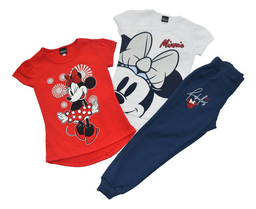 Conjunto Casual Jogger Set 3 Piezas Minnie Mouse Niñas