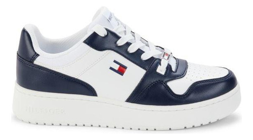 Tenis Tommy Twigye Blanco Con Azul Marino Para Dama 