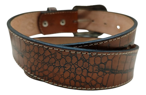 Cinto Vaquero Grabado Cocodrilo Hebilla Floral Miel 34