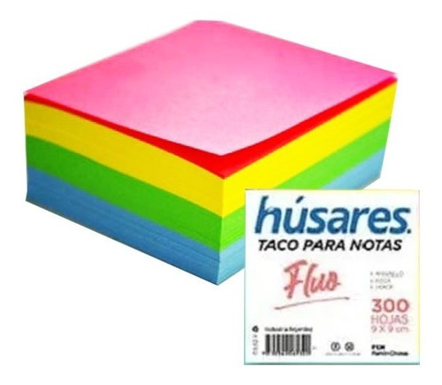 Taco De Papel 9x9 Cm Color Fluo Husares 300 Hjs Papelitos