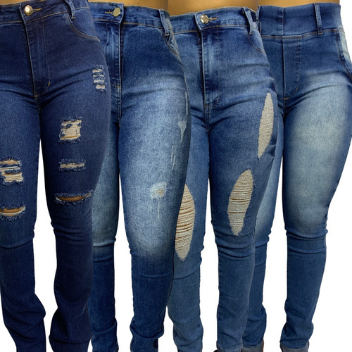 Kit C/ 10 Calças Jeans Femininas Skinny Premium Confortável