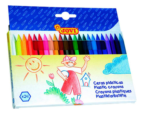 Caja Con 25 Crayones Plásticos Hexagonales Color Multicolor