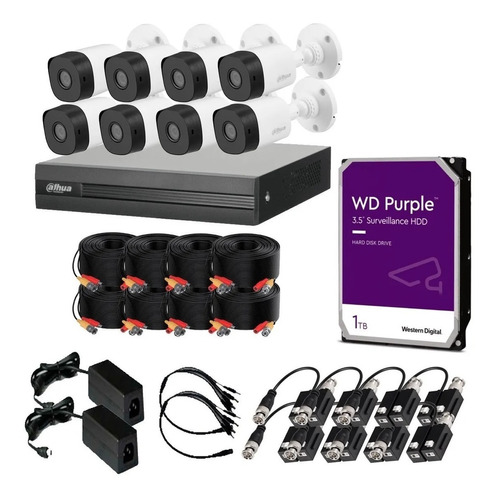 Kit Dvr 8ch 5mp + 8 Cam 5mp + Hdd 1tb + Fuentes + Accesorios