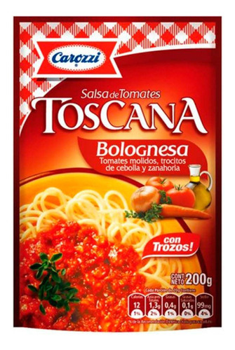 Salsa De Tomate Toscana Carozzi 200 Gr Bologne(10 Unid)super