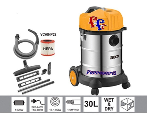 Ff Aspiradora Ingco Seco Humedo 30lt 1400w Industria Vc14301