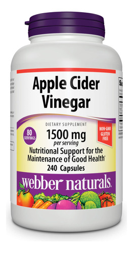 Webber Naturals Pldoras De Vinagre De Sidra De Manzana, 1.50