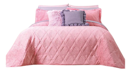 Concord Edredón Velvet Concord Queen Size Con Fundas Color Rosa Diseño De La Tela Velvet Rosa