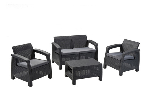 Juego De Terraza Jardin 2 Cuerpos Corfu Grafito Estructura Gris oscuro