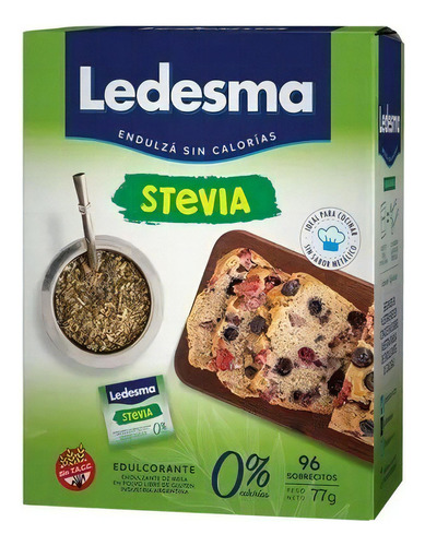 Edulcorante Ledesma Stevia 96 Sobrecitos 77 Grs Pack 6 Unid