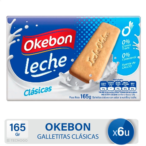 Galletitas Okebon Con Leche Clasicas Dulces Pack X6