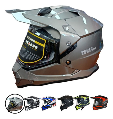 Jm Nuñez Casco Turismo Mx Trail Punto Extremo 632 Dakar Gris Brillo Lisa Xl(61-62 Cm)