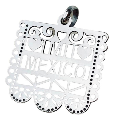 Dije De Plata .925 Papel Picado Mexico 20mm