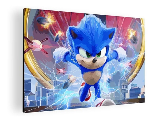 Cuadro Decorativo Mural Poster Sonic The Hedgehog 60x42 Mdf