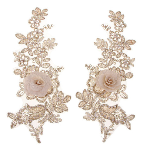 Cuello Escote Apliques De Encaje Tela Borde De , Oro