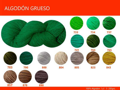 Imagen 4 de 6 de Hilado Algodón Grueso Nube X 1 Kg. Por Color