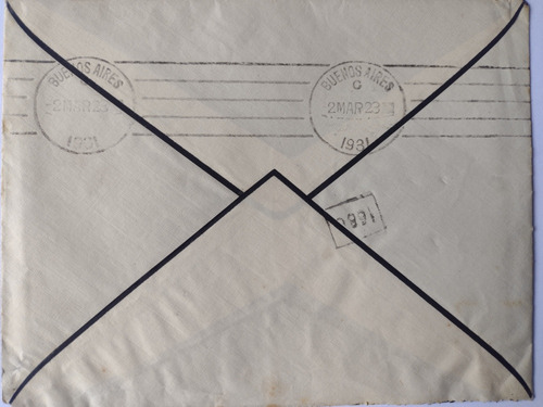Antiguo Sobre De Luto Con Carta Año 1931 (Usado)