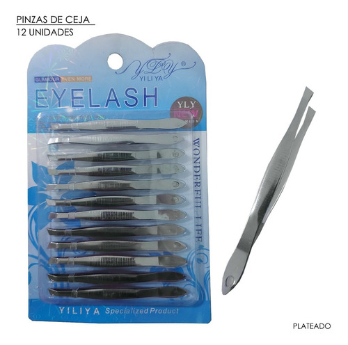 Pinza Para Cejas / Plateado / 12 Unidades