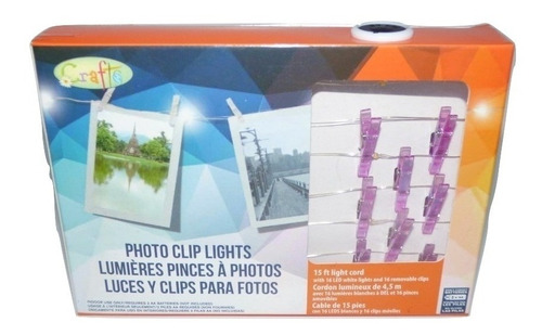 Luz Micro Led X16 Blancos + 16 Ganchos Plástico Sin Baterias