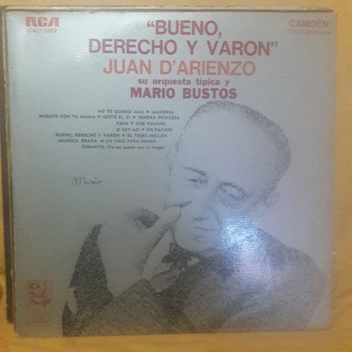 Vinilo Juan D Arienzo Mario Bustos Bueno Derecho Y Varon T2