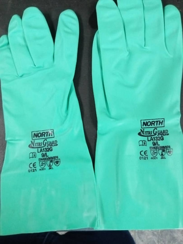 Guantes De Nitrilo Verde Marca North 