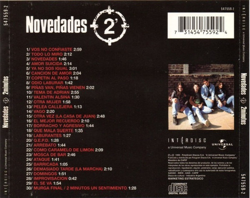Imagen 2 de 3 de 2 Minutos - Novedades - Cd