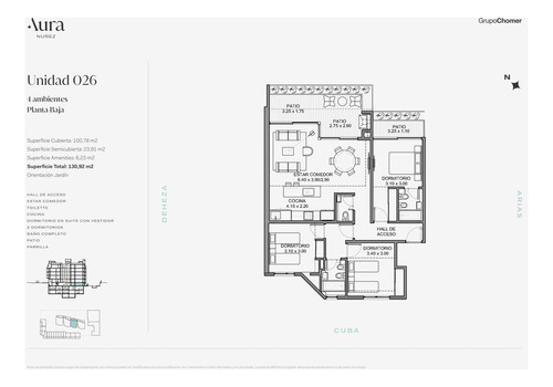 Departamento 4 Ambientes Planta Baja Con Patio  - Aura  Nuñez