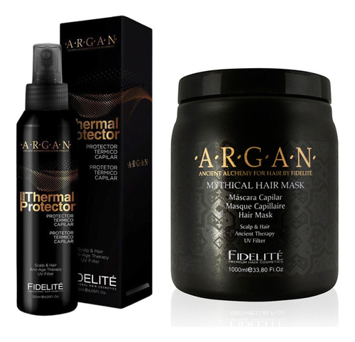 Kit Fidelite Argan Mascara 1kg + Brillo + Protector Termico