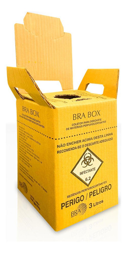 Coletor Descartável Perfuro Cortante 3lt. Bra Box Kit 2un