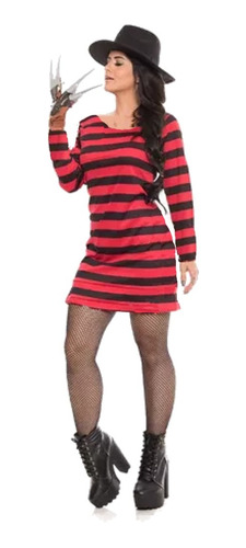 Kit Fantasia Freddy Krueger  Completo Luva Chapeu Camiseta