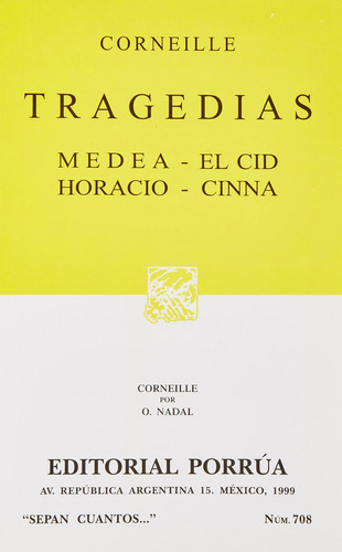 Libro Tragedias: Medea · El Cid · Horacio · Cinna