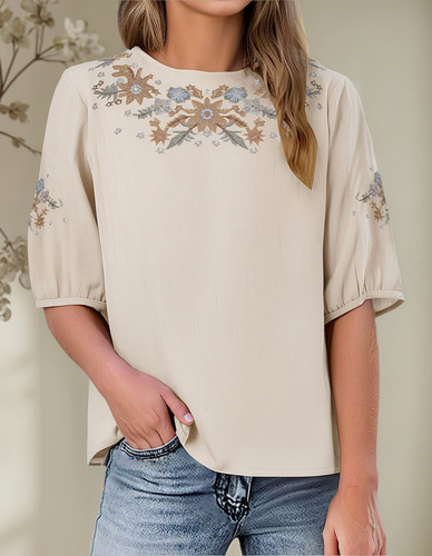 Top De Lino Liso Para Mujer, Talla Grande, Manga Corta, Tall
