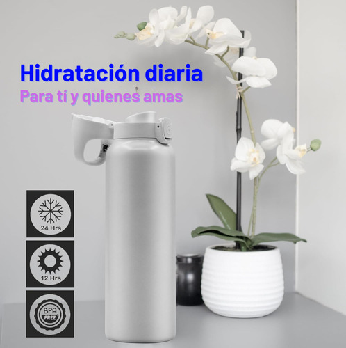 3 Termo Botellas Aisladas Acero Inox 600ml Tapa Con Seguro