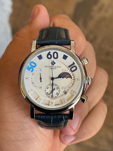 Reloj Pate.k Philipp.e Geneve 40mm Cronógrafo Mov De Cuarzo Plateado Plateado Blanco (Usado)