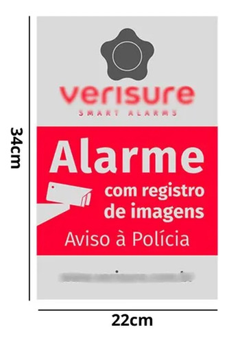 Kit Com 2 Placas Verisure Alarmes Grande 34x22cm Vermelho