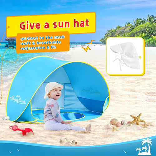 Tienda De Campaña De Playa Para Bebé Con Sombrero Para El So
