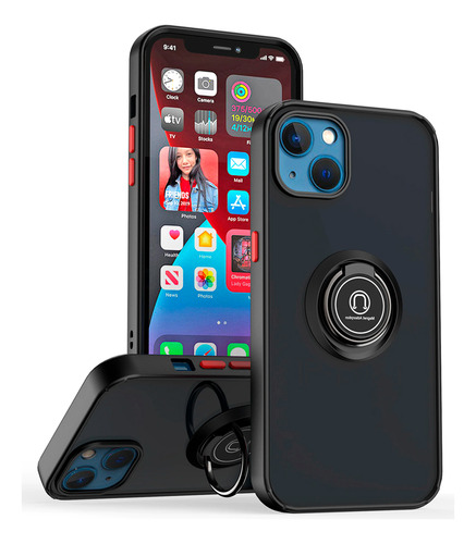 Funda Para Xiaomi Redmi Note 8 Pro Ahumado Con Anillo Negro