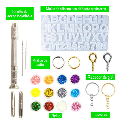 Imagen 7 de 10 de Molde De Silicona Alfabeto Creación De Llaveros Con Resina.