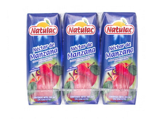 Imagen 2 de 3 de Tripack De Jugo Néctar De Manzana 250ml Natulac