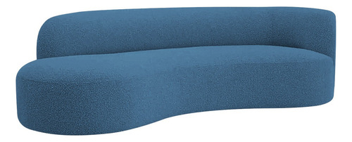 Divã Recamier Orgânico Tokyo 200cm Lado Esquerdo Linho Cor Azul royal