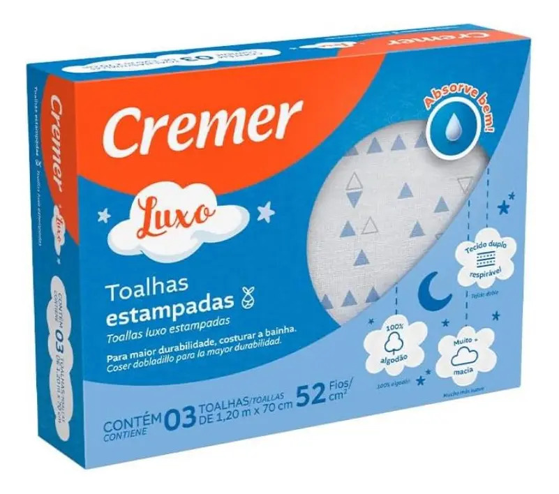 Toalha Fralda Luxo Estampa Menino - Cremer