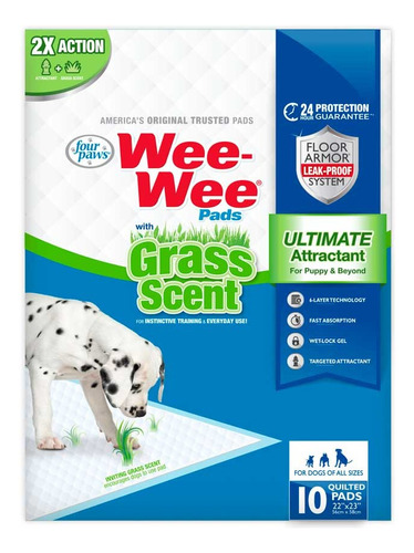 Wee-wee Four Paws Grass Scent 10un. Np